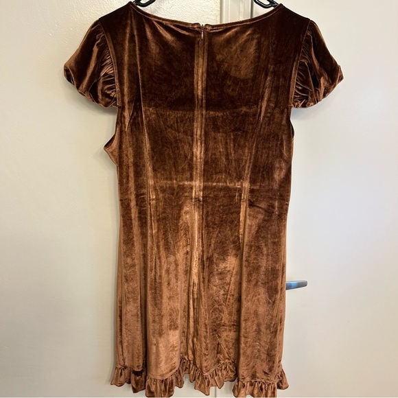 NWT dELiA*s Dollskill So Are You Bored Yet Crushed Velvet Mini Dress Mocha XXL - Picture 9 of 12
